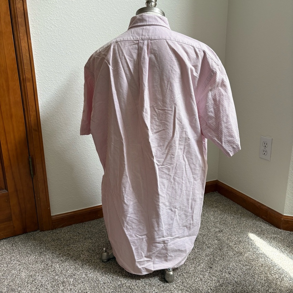 Vtg Ralph Lauren Pink Striped Golf Oxford Shirt - Picture 4 of 7